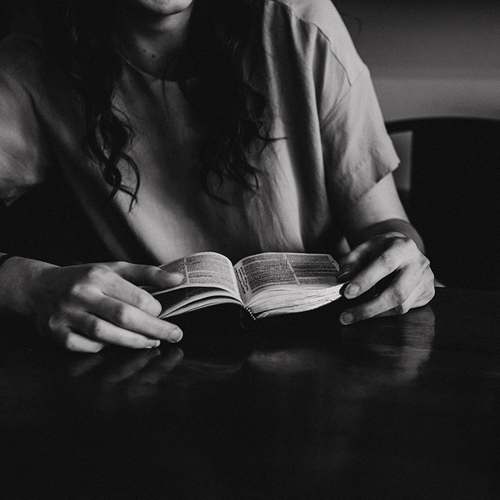 Woman reading a Bible